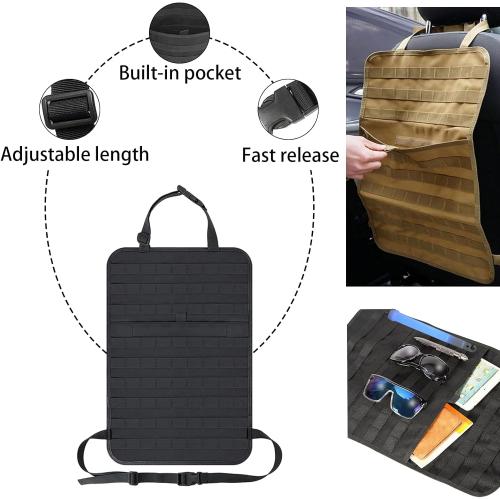 7 PACK Tactical Seat back organizer Truck organizer With 6 Detachable Pouches Universal For Car Truck Ford Jeep Military-Grade Heavier Panels With Multi-functional Packs (2 Set Black)