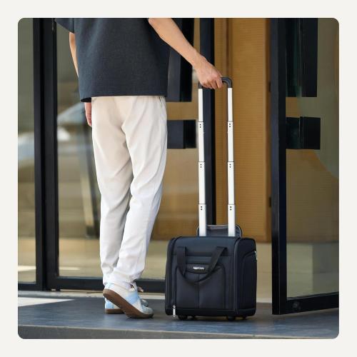 Amazon Basics Underseat Carry On Luggage with Wheels - 14 Rolling Travel Bag, Black