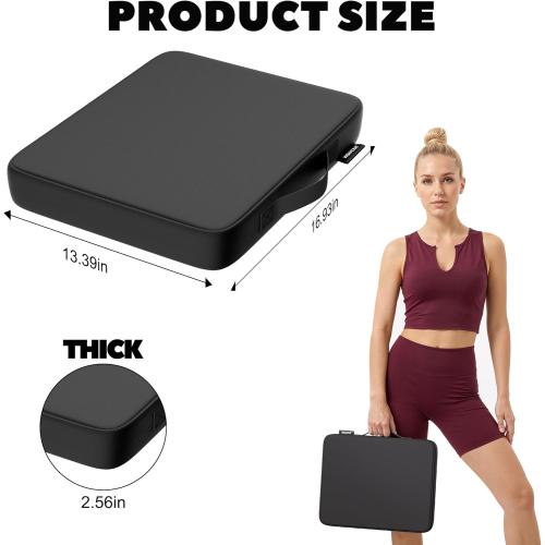 Stadium Seat Cushions - Portable Bleacher Cushions, 2.56 Extra Thick, Waterproof Oxford Fabric, Lightweight Stadium Seat Pads for Sports Events, Office, Camping, Outdoor Bench - 2-Pack (Black)