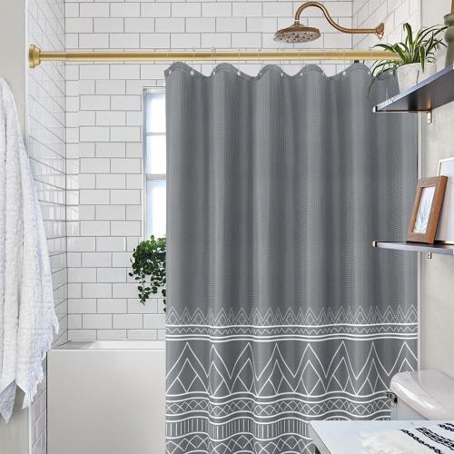 Shower Curtain Rod, 40 to 74 Inch Gold Tension No Drill Adjustable Heavy Duty Bathroom Shower Spring Rod, No Drilling Curtain Rods for Bathroom, Anti-Slip