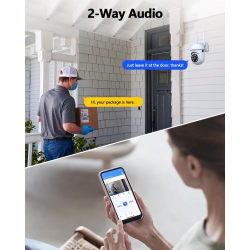 WEILAILIFE 【Auto Tracking & 2-Way Audio】 3MP Security Cameras Wireless Outdoor, PTZ WiFi Video Surveillance Cameras for Home Security