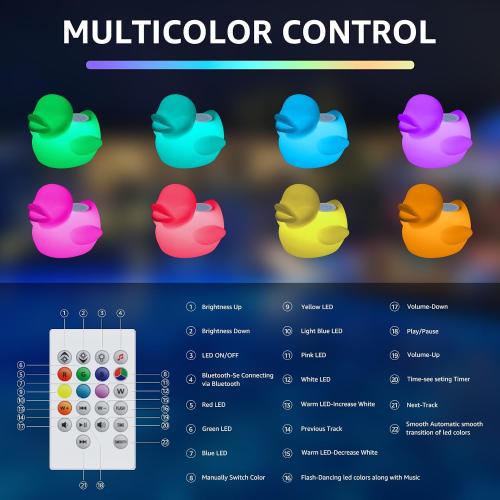 uuffoo Floating Pool Lights Speaker, LED Duck-Shaped Bluetooth Pool Speaker with Remote Control, IPX7 Waterproof Rechargeable Floating Speaker Light for Pool, Hot Tub, Patio and Outdoor Party