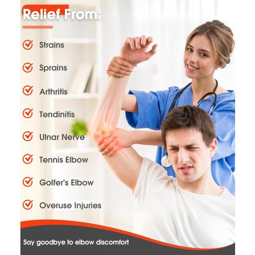 Elbow Brace for Cubital Tunnel & Ulnar Nerve Support – Adjustable Night Splint for Tennis Elbow, Tendonitis & Nerve Pain – Comfortable Elbow Stabilizer for Men & Women Fit Most *** Black