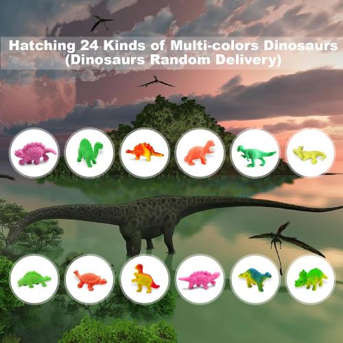 24pcs Large Size Dinosaur Egg Hatching Dino Egg Grow in Water Crack with Assorted Color Hatching Growing Dino Dragon Hunting Game Easter Basket Stuffers Birthday Easter Gifts Party Favors for Children