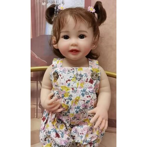 TERABITHIA 22 Inches Cute Lifelike Happy as Can be Reborn Baby Doll Crafted in Full Body Silicone Vinyl Anatomically Correct Realistic Smiling with Teeth Newborn Toddler Dolls Washable Girl WW01379-b