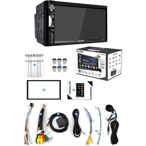 Android Double Din Car Stereo, aboutBit in-Dash GPS Navigation Multimedia Radio Receiver - 7 inch HD Touch Screen Mirror Link WiFi Bluetooth Rearview Camera Dual USB AM & FM Radio 1G/16G