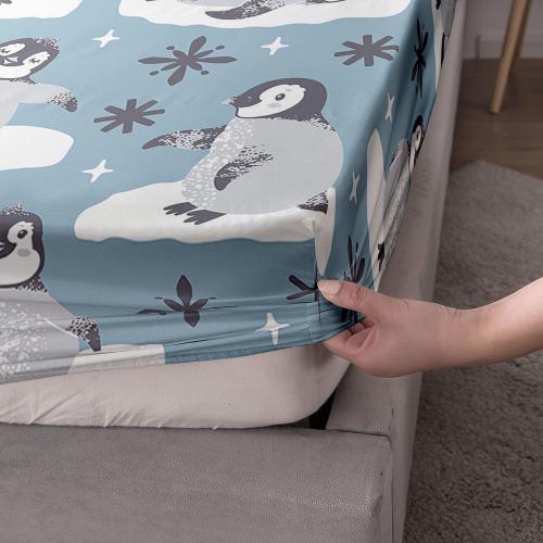 Cute Penguin Sheets Set - 4Pcs Kids Sheet Set with 1 Flat Sheet, 1 Fitted Sheet   2 Pillowcases (Twin)