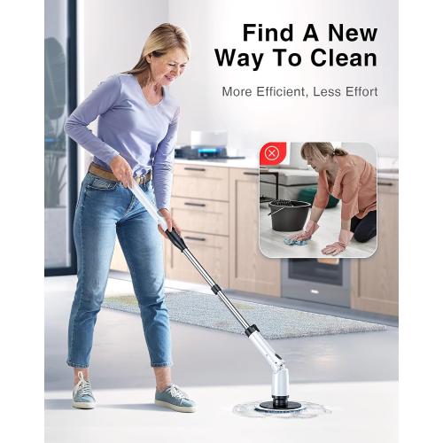 LABIGO Electric Spin Scrubber LA3 Pro, Cordless Bathroom Scrubber with 5 Replacement Head, 3 Adjustable Angle, Household Power Cleaning Brush with Extension Arm for Bathtub Window Car Grout, Black
