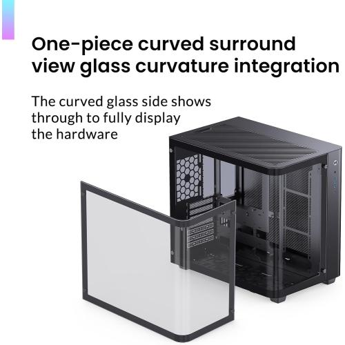 JONSBO TK-3 Black One-piece Curved Glass ATX Mid Tower Pc Case, One-piece Curved Glass, SP BTF MB/Dual 360 AIO/ATX PSU/40Series GPU, with 10 Fan Positions, 270 Degree Side View Display,Black Chassis
