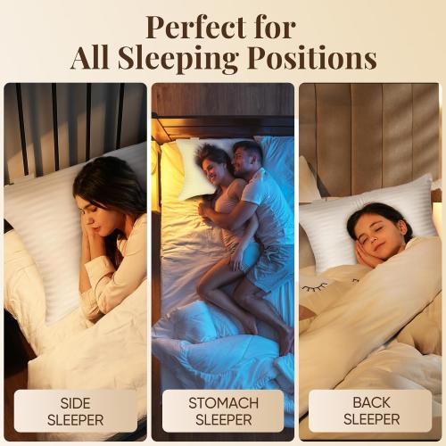 Hotel Collection Bed Pillows for Sleeping, Bed Pillows Queen Size Set Of 2,Gusseted Pillow for Back, Stomach or Side Sleepers