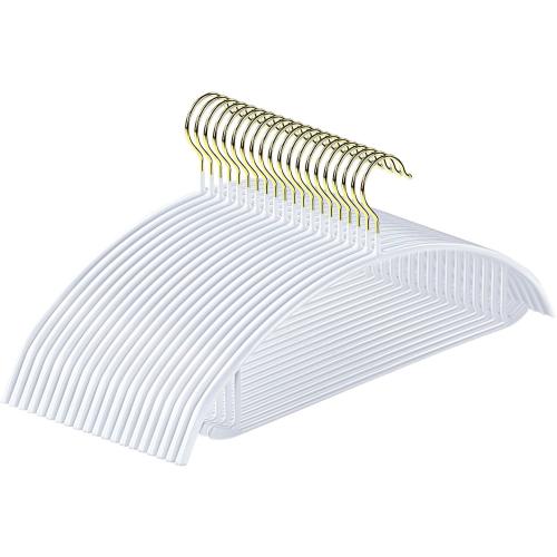 Pack of 20 Size 16.5 Color White  Clothes Hangers 20 Pack, Non Slip Hangers Sweater Hanger No Shoulder Bump, 16.5 Inch Wide Durable and Strong Shirt Coat Dress Skirt Suit Hangers with Pants Bar for Laundry & Everyday Use, White