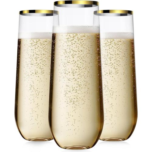 48 Pack Plastic Champagne Flutes, 9 Oz Disposable Wine Mimosa Glasses