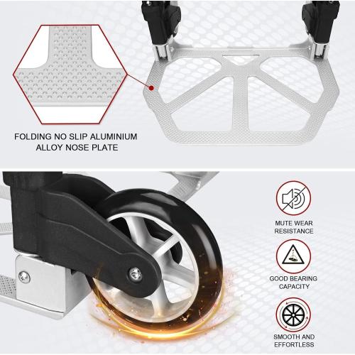 Folding Hand Truck Aluminum Portable Folding Hand Cart 180lbs Capacity Hand Cart and Dolly Ideal for Home, Auto, Office,Travel Use,Black