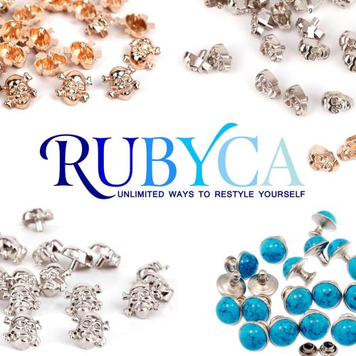 RUBYCA 600 Sets Czech White Clear Crystal Rhinestone Rapid Rivets Silver Color Metal Studs DIY LeatherCraft Kit for Clothing, Wedding, Art and Crafts with a Leather Hole Punch Tool
