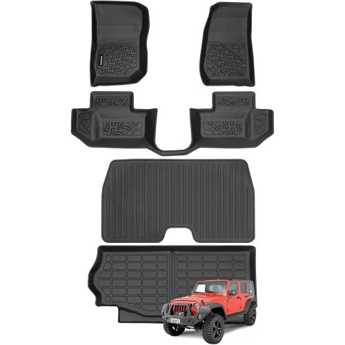 Naibeve Floor Mats for Jeep Wrangler JK 2-Door 2014-2017 - All Weather Custom Fit for Jeep Wrangler JK Floor Mats & Cargo Mats & Backrest Mats Accessories