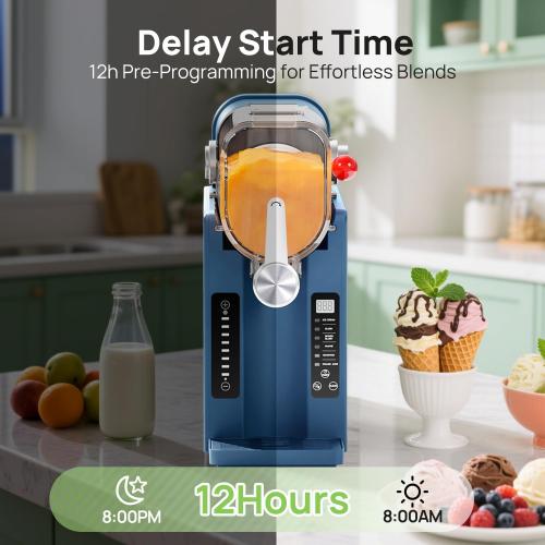 Slushy Machine No Ice Needed, CHIVALZ Slushie Machine for Home, Frozen Drink Maker with 6 Preset Programs for Margaritas, Frappés, Milk Shake and More, LED Display, Self-Cleaning, AD03, Blue