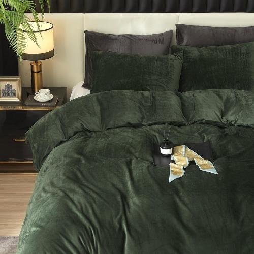 Size Queen Color Green Ivellow Velvet Duvet Cover Queen Set Dark Green Comforter Cover 3Pcs Ultra Soft Cover Breathable Solid Luxury Flannel Velour Duvet Cover Zipper Closure Corner Tie