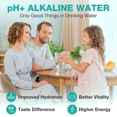 SimPure T1-400ALK Alkaline UV Reverse Osmosis System, NSF/ANSI 58 Certified, Tankless RO Water Filter System 400 GPD, pH  Remineralization Water Filtration Under Sink, BPA Free, Built-in Pump