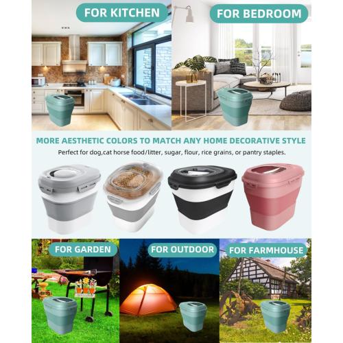 30-35 Lbs Dog Food Storage Container Collapsible Dog Food Container with Airtight Lids, Wheels, Scoop and 2pcs Food Storage Containers, Large Pet food storage for Dog, Cat (Green)
