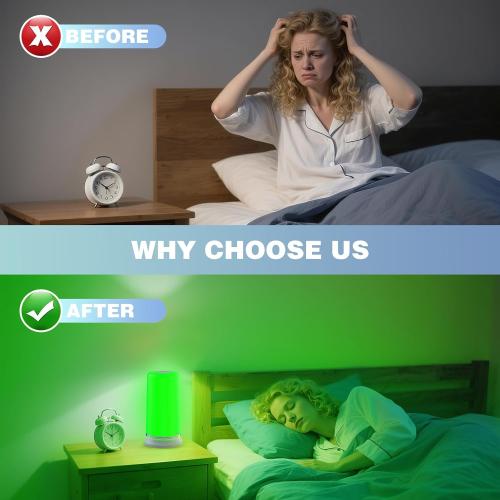 Green Light Therapy for Migraines, Headaches, Insomnia, Anxiety Relief, 520nm Narrow Band Green Migraine Light Sleep Aid Lamp to Support Deep Relaxation, Dimmable Sleep Device