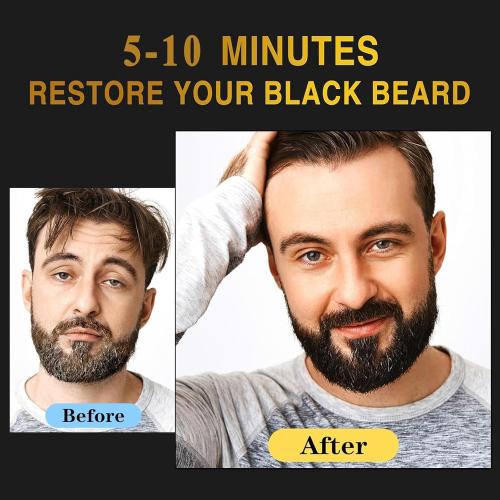 Color Black Men’s Beard Dye For Men Black In Minutes, Grey Reducing Mustache & Beard Wash & Conditioner 3 In 1, Black Beard Dye Shampoo, Long-Lasting With Natural Extract, Gifts for Men Dad