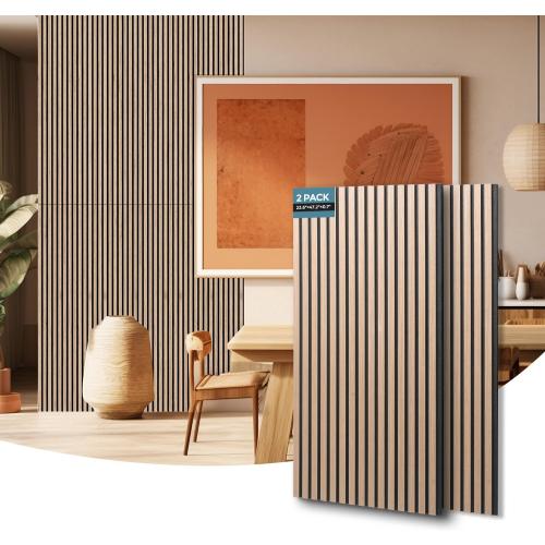 10 PCS.....Sound Proof Foam Panels for Walls-Wood Wall Slat Acoustic Panels for Wall and Ceiling-96x24Inches 2 Soundproof Solar Panels,3D Wall Panels for Home Decor (Walnut)