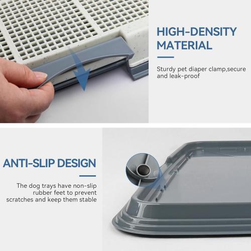 PAWISE Male Dog Pee Pad Holder with High Wall, 23.5x23.5 Indoor Potty Tray for Medium/Large Dogs, Reusable Large Training Pad Holder with Splash Guard, Includes 4 Pee Pads, Anti-Slip & Easy to Clean