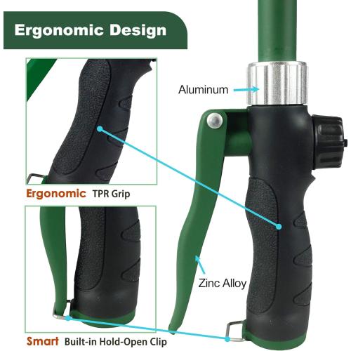 Heavy Duty 28 Inch Watering Wand with Pivoting Head, Adjustable Garden Hose Water Sprayer Wand with Ergonomic Handle, Spray 6 Watering Patterns, Perfect for Watering Seedling Beds, Flowers