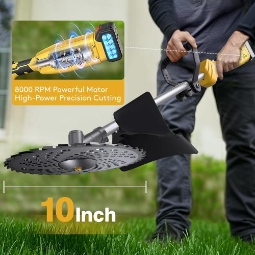 10“ Electric Weed Wacker, 3 in1 Cordless Weed Wacker, Cordless String Trimmer with Fast Charger,Electric Weed Trimmer for Lawn & Garden & Yard (2 Batteries Include)