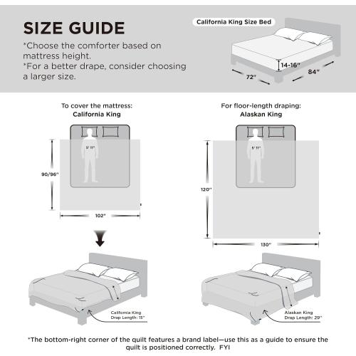 Bedsure Comforter Duvet Insert - Quilted Comforters Cal King Size, All Season Duvet, GentleSoft Down Alternative Bedding, with 8 Tabs, Gifts for Women/Men, White,Alaskan King 130x120 Inches