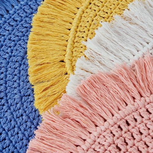 Handwoven Nordic Round Placemat, Heat Resistant Non Slip Table Mat with Optional Fringe 40cm 30cm (Brown) 2PK