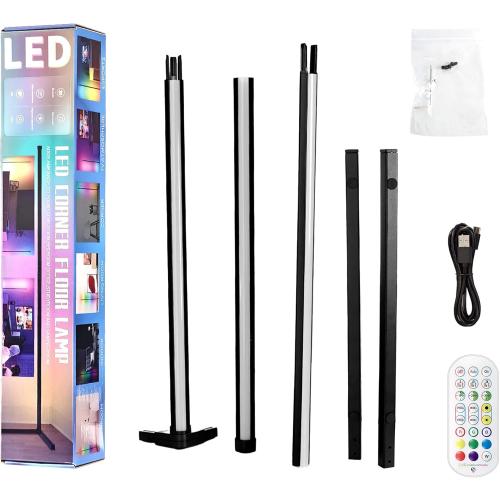 TJOY Led Corner Floor Lamp, Smart RGB Floor Lamp with APP&Remote, 16 Million Colors Changing, Music sync, Modern Corner led Light for Bedroom Living Room and Gaming Room, Timing&Schedule, 1 Pack