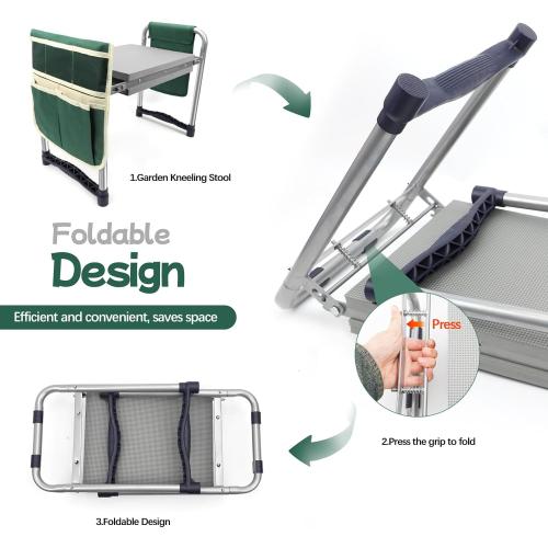 Garden Kneeler and Seat with 11.5 Wide Pad, Foldable Garden Stool with 2 Tool Bags, Heavy Duty Garden Kneeler for Gardening, Women, Horticulturist