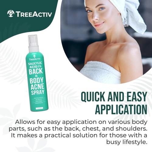 Back Acne Spray, 2% Salicylic Acid (BHA) Body Acne Spray, Fast-Drying Tea Tree Oil   Aloe Mist for Back, Chest, Shoulders & Butt, 4 fl oz