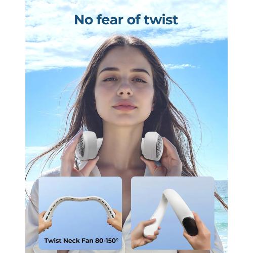 Portable Neck Fans that Blow Cold Air, 3 Speed Settings, Wearable Bladeless Neck Fan, Rechargeable 360°Personal Fan Neck Cooler with 4000mAh Battery, Lightweight and Quiet–Birthday Gift for Women