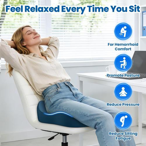 SweetSlubr Large Donut Pillow Seat Cushion for Hemorrhoid Discomfort&Tailbone Pressure, Office Chair Cushion for Long Sitting, Ergonomic Coccyx Pillow for Postpartum Pregnancy, Blue, X-Large