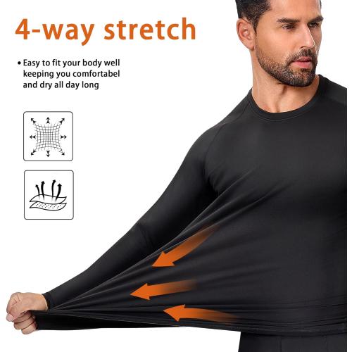 Pack Of Large Men's Thermal Compression Shirt Fleece Lining Athletic Quick Dry Base Layer Long Sleeve Fitness Top