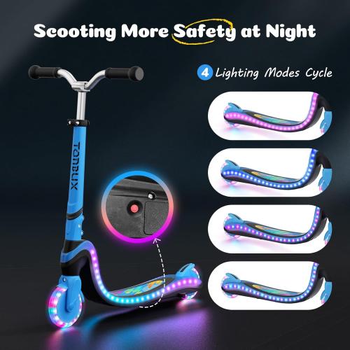 Tonbux Scooter for Kids with Light-Up Wheels & Deck, Adjustable Heights 2 Wheel Kids Scooters for Kids 5-7, Toddler Scooters with 4 Lighting Modes Deck