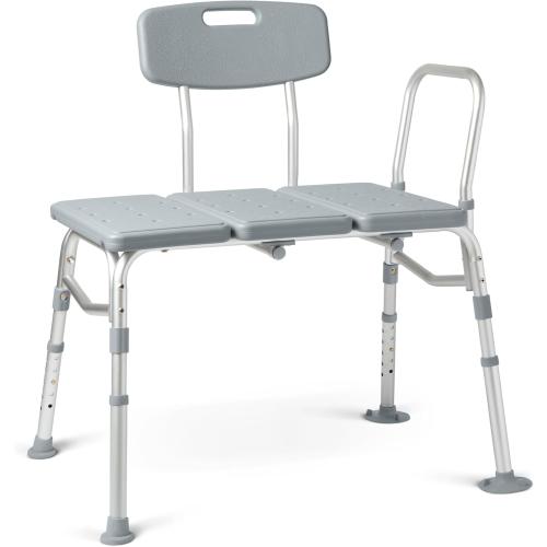 Medline Transfer Bench for Bathtubs and Showers, Adjustable Shower Bench and Bath Seat For Seniors and adults, Slip-resistant Feet, Heavy-Duty 400 lb. Weight Capacity, Tool-Free Assembly