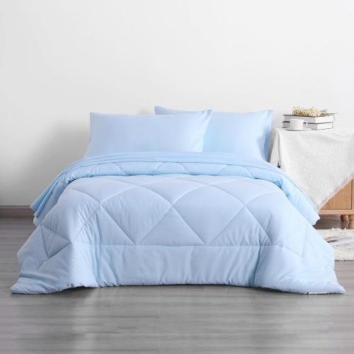 ZzLPP.... size Twin Comforter Set with Sheets, 5 Pieces Soft and Breathable Bedding Set, Twin Bed in a Bag, Down Alternative Comforter Set Solid Color All Season, Kids Bedding Set, Aqua