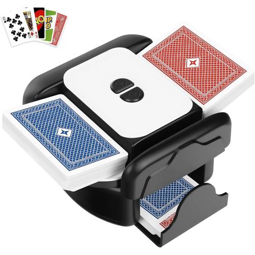 Card Shuffler - Rechargeable 2600mAh Automatic Card Shuffler with Auto-Stop Auto/Manual Modes Low Noise Jam-Free Electric Shuffler for 1–2 Decks Compatible with Poker, Blackjack, Popular Card Games