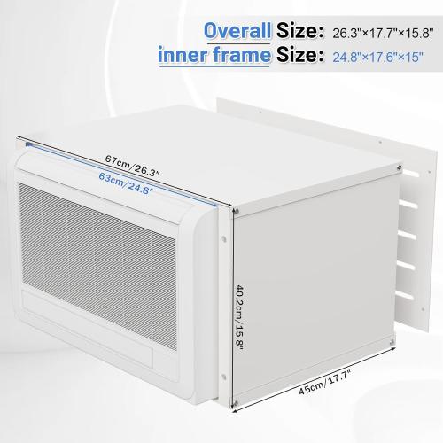 26 X 16 Wall Sleeve with Exterior Ventilation Grille-Universal Fit for PTAC & Heat Pump Units – Weatherproof Steel Housing with Ventilation & Drain Holes for Packaged Terminal Air Conditioners