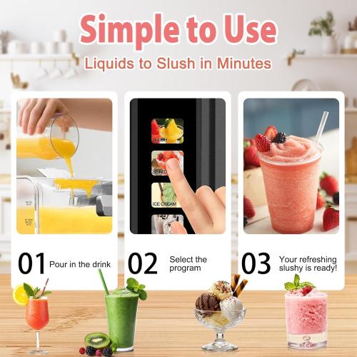 Slushie Machine for Home - 88oz Frozen Drink Maker Slushy Machine, 2-In-1 Soft Ice Cream Maker, 6 Preset Programs| Slushie, Cocktails, Frappés, Ice Cream, Smoothies, Milkshakes (Screen Version）