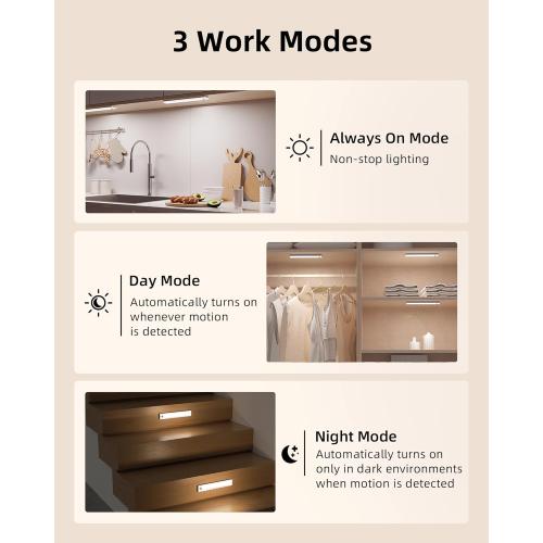 EZVALO 6-Pack Under Cabinet Lighting with Charging Station, 2000mAh Rechargeable Wireless Motion Sensor Lights, 3 Color Temps, Dimmable, Timer, Magnetic, with Remote Control for Kitchen, Closet, Stair