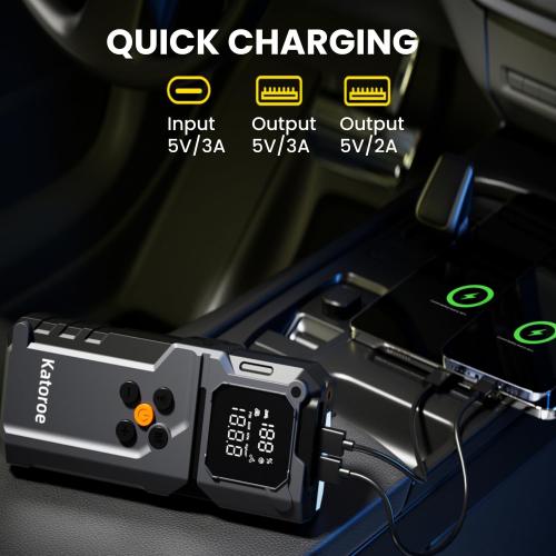 Jump Starter with Air Compressor, 5000A Car Battery Jump Starter (9.0L Gas/7.0L Diesel), 150PSI Tire Inflator 12V Car Battery Jumper Starter Portable with Jumper Cables, LED Light