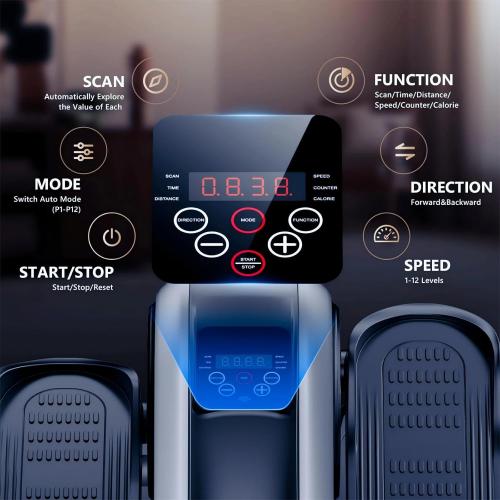 LVPIMAN Under Desk Elliptical Machine,Electric Leg Exerciser for Seniors,12 Adjustable Speeds&12 Modes with Remote Control,Elastic Rope,Manual&Auto Mode for Home Office