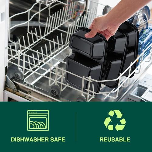 50 Pack (100-Piece) 32 oz Sturdy Leakproof 2-Compartment Meal Prep Containers with Lids, Plastic Food Storage Containers for Lunch, Microwave, Freezer, and Dishwasher Safe Takeout Containers