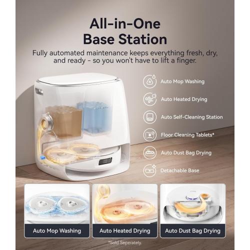 NARWAL Freo Pro Robot Vacuum and Mop Combo, Tangle Free Robot Mop, 8500Pa Powerful Suction, Self-Emptying, Auto Mop Washing, Auto Drying, Obstacle Avoidance, Ideal for Pet Hair and Hard Floor