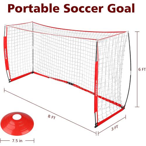 Storgem Soccer Goal,Soccer Net,Soccer Goals for Backyard,with Bow Frame,Collapsible Metal Base and 15 Training Cones