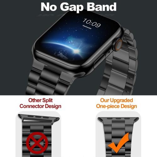 iiteeology Lightweight Stainless Steel Band Designed for Apple Watch Ultra 3 & Ultra 2, Series 1-11, 46mm, 45mm, 44mm, 42mm, Replacement iWatch Bands for Men & Women,Black